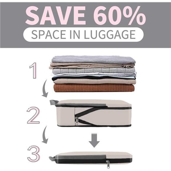 4 Set Compression Packing Cubes Travel Accessories Expandable Packing Organizers - Picture 4 of 6